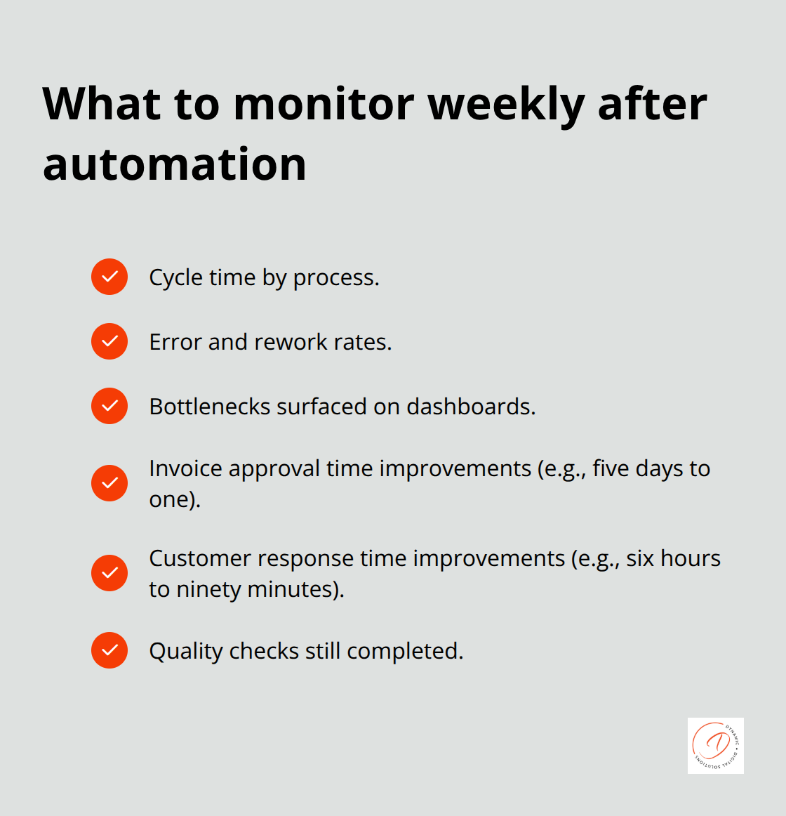 Key metrics and signals to track post-implementation - business process flow