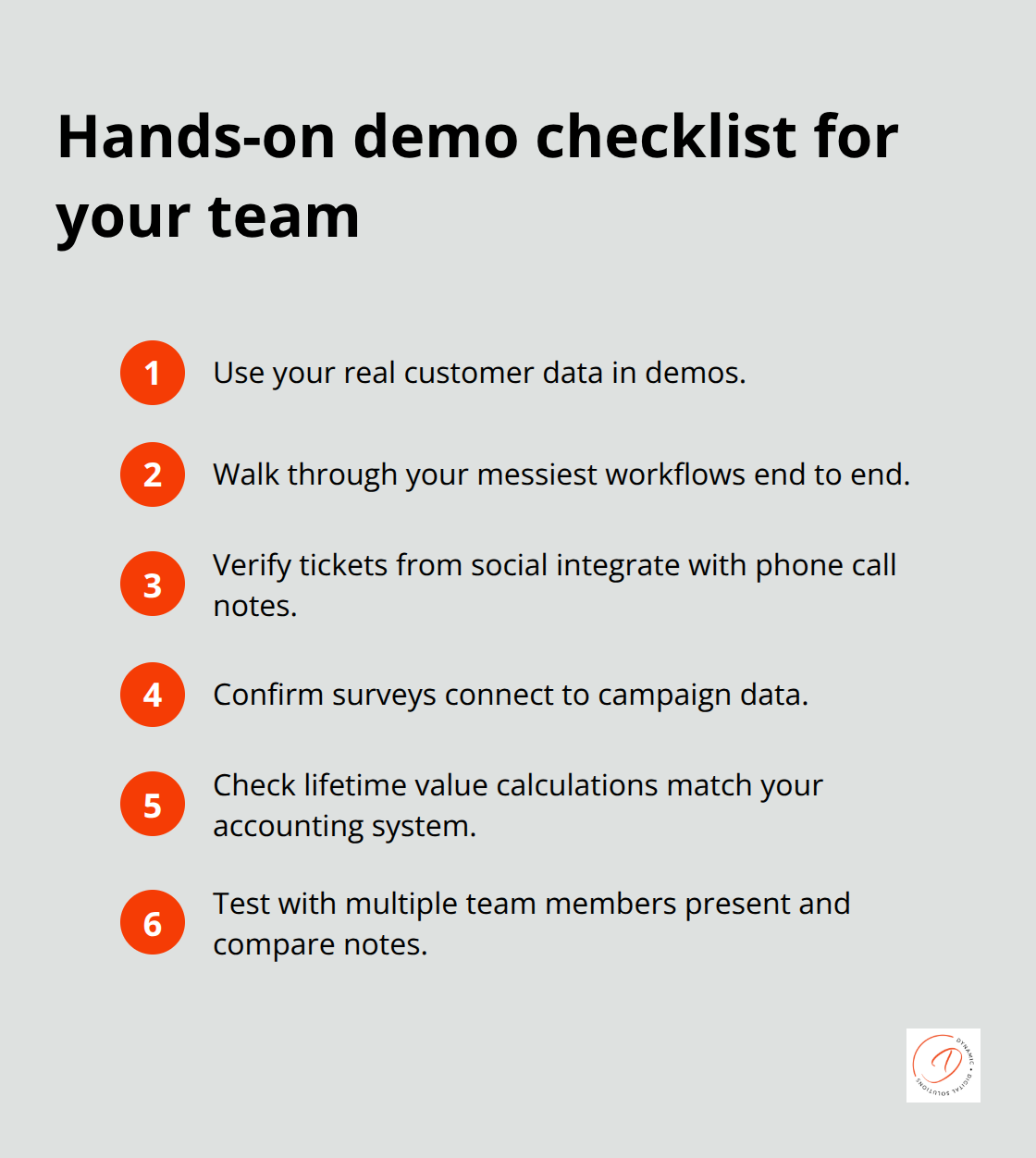 Compact checklist of what to verify during CXM product demos - customer experience management software
