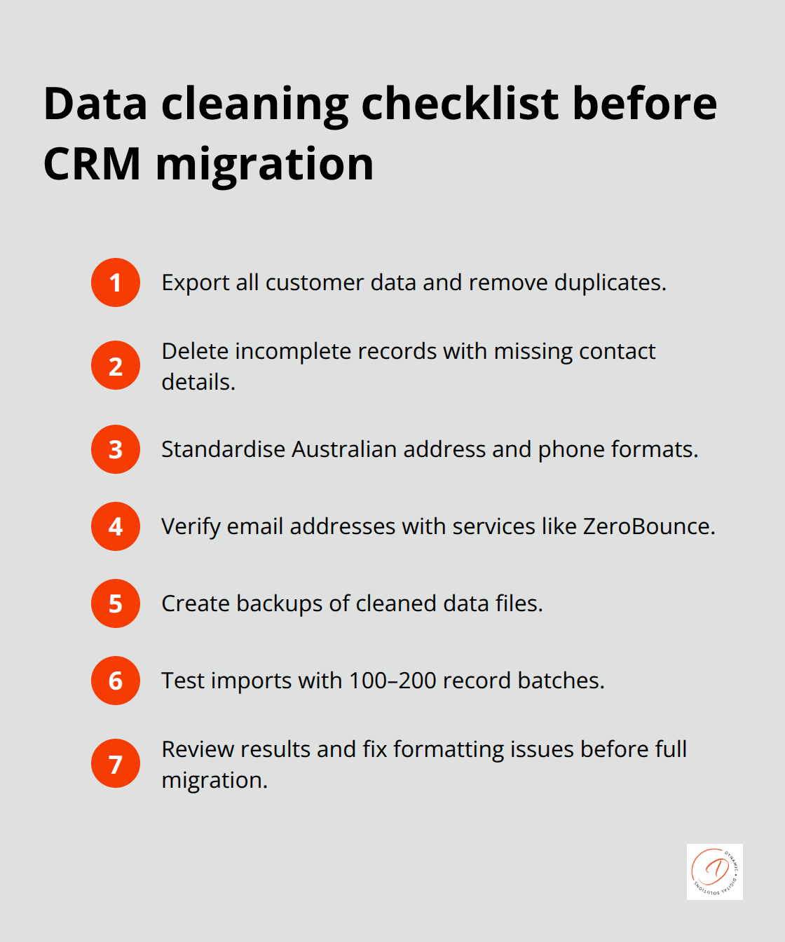 Concise checklist of essential CRM data cleaning steps for Australian businesses - customer relationship management system benefits