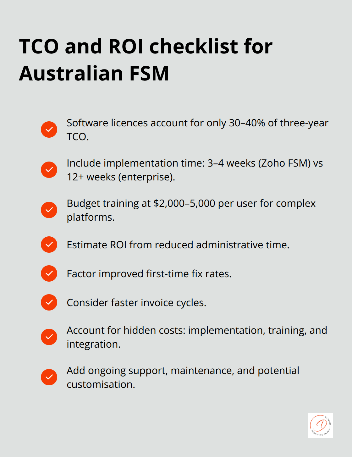 Key cost and ROI factors to include when selecting field management software