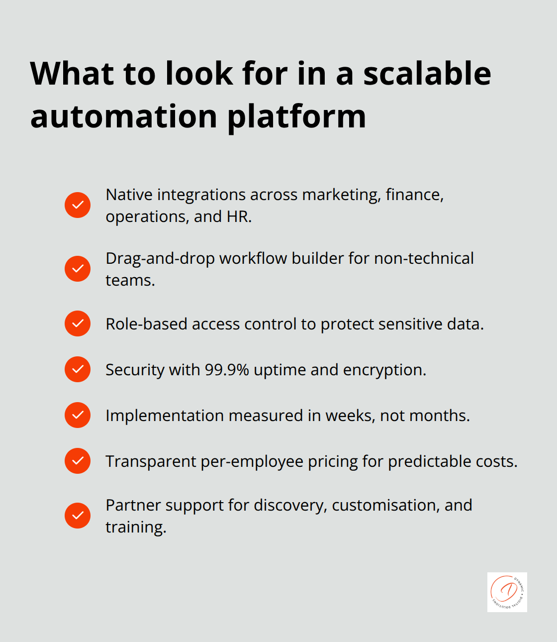 Checklist of must-have features for a scalable automation platform