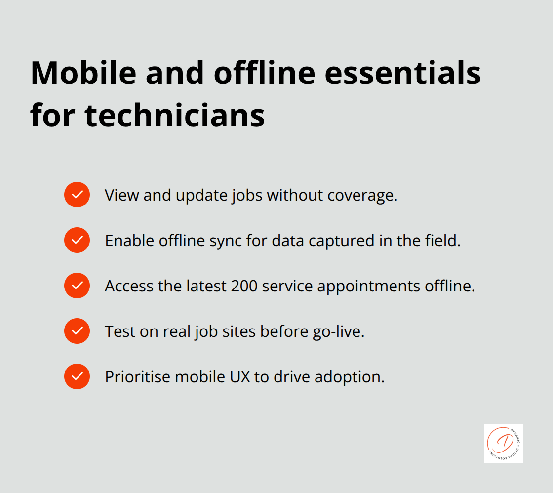 Core Zoho mobile features for field work without signal